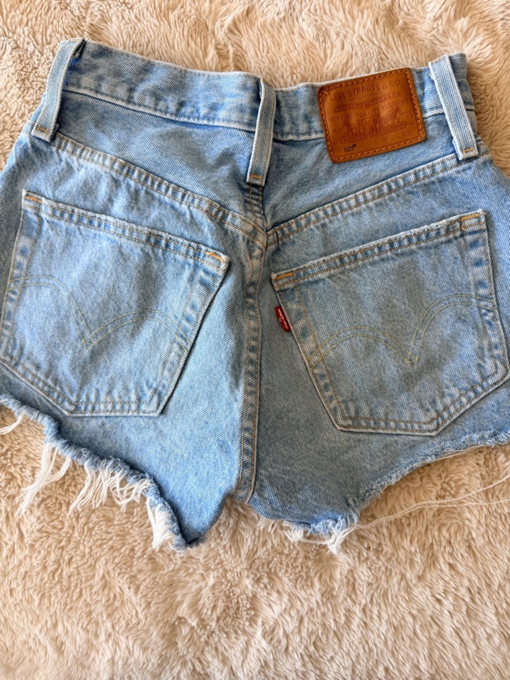 Levi's Premium Light Blue Distressed Cutoff Denim Shorts - Picture 2 of 7